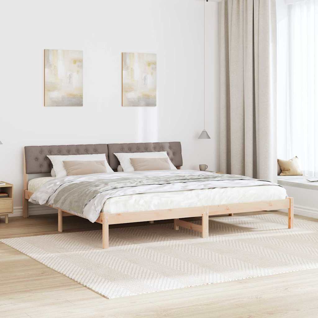 Bedframe Bruin en taupe 200 x 200 cm Massief grenenhout is nu te koop bij PeponiXL, paradijselijk wonen!