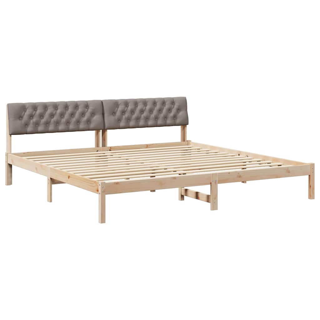 Bedframe Bruin en taupe 200 x 200 cm Massief grenenhout is nu te koop bij PeponiXL, paradijselijk wonen!