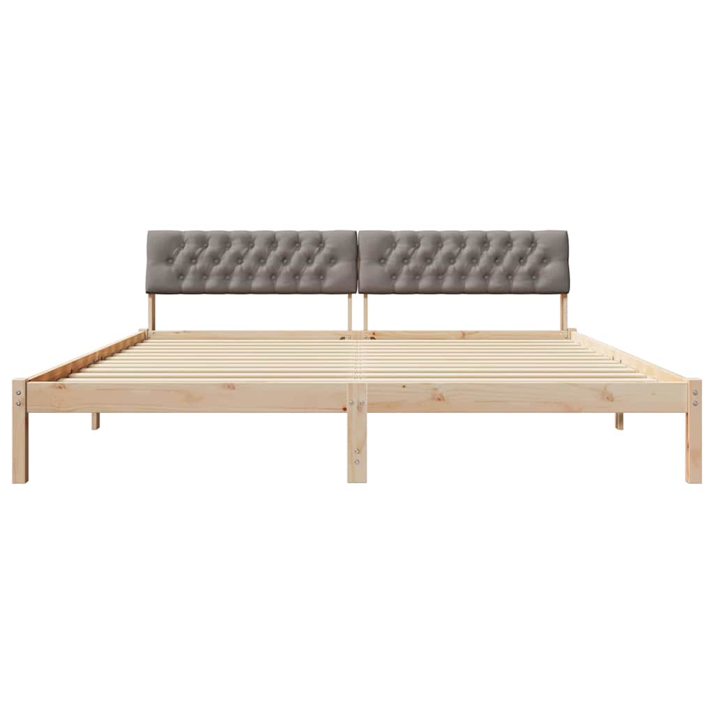 Bedframe Bruin en taupe 200 x 200 cm Massief grenenhout is nu te koop bij PeponiXL, paradijselijk wonen!