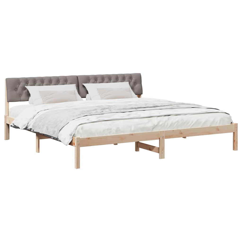 Bedframe Bruin en taupe 200 x 200 cm Massief grenenhout is nu te koop bij PeponiXL, paradijselijk wonen!