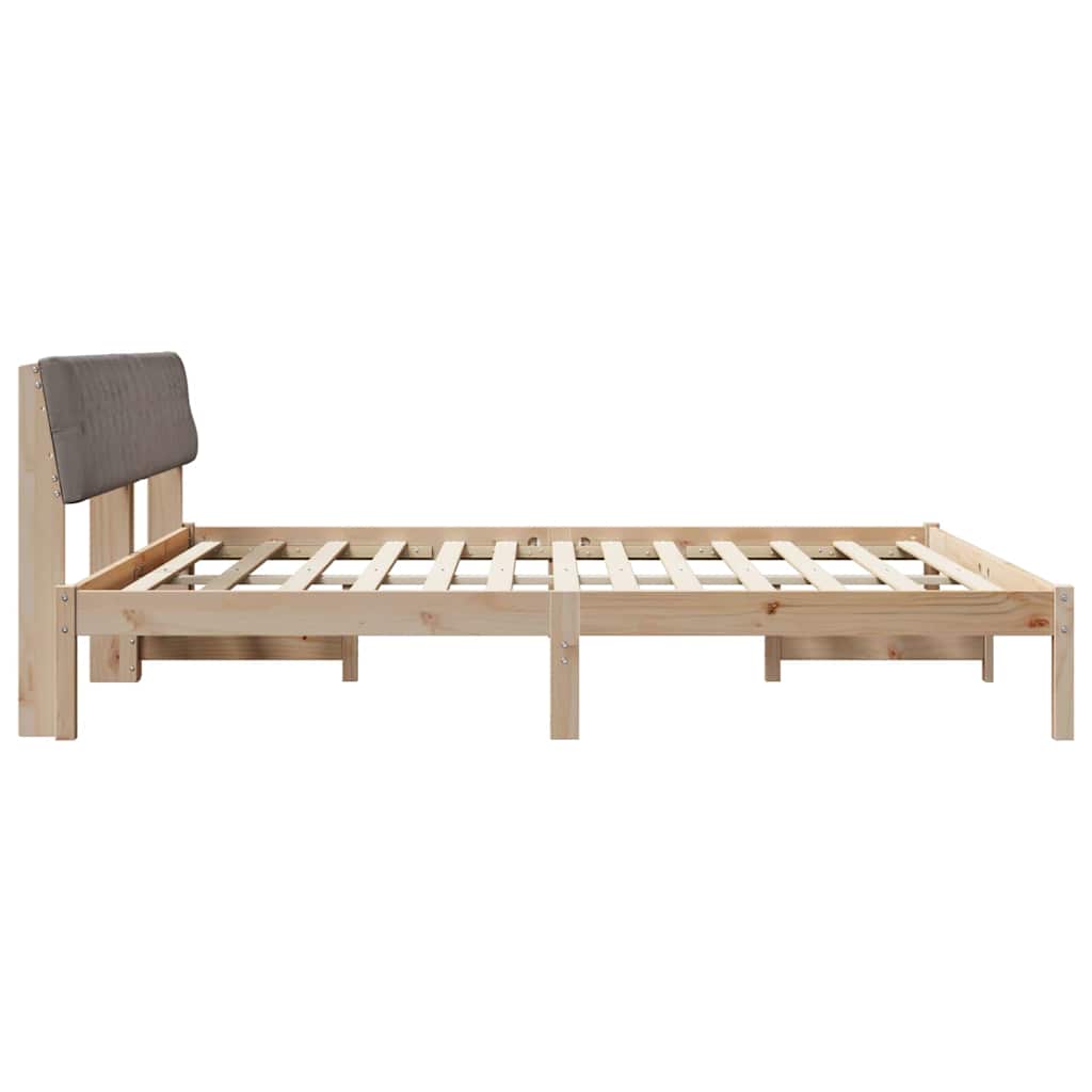 Bedframe Bruin en taupe 200 x 200 cm Massief grenenhout is nu te koop bij PeponiXL, paradijselijk wonen!