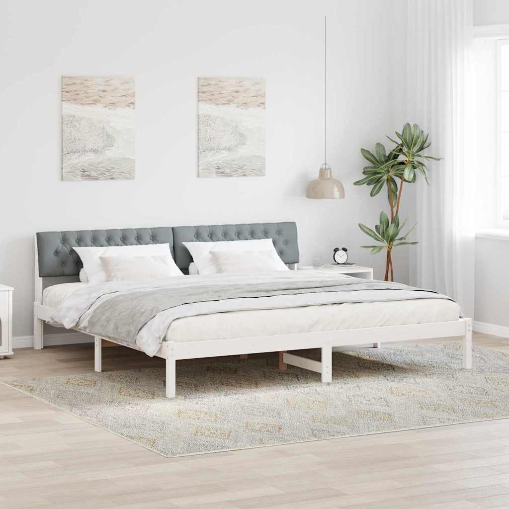 Bedframe Wit en lichtgrijs 200 x 200 cm Massief grenenhout is nu te koop bij PeponiXL, paradijselijk wonen!
