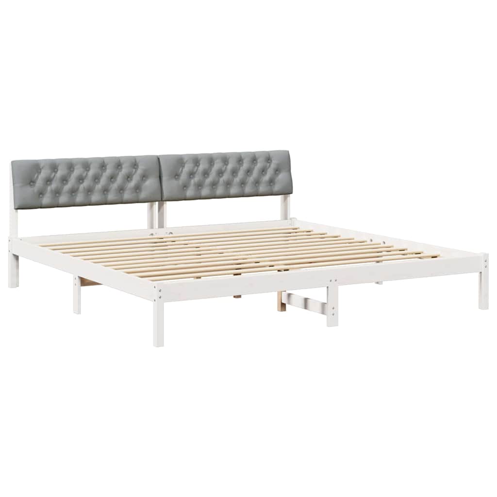 Bedframe Wit en lichtgrijs 200 x 200 cm Massief grenenhout is nu te koop bij PeponiXL, paradijselijk wonen!