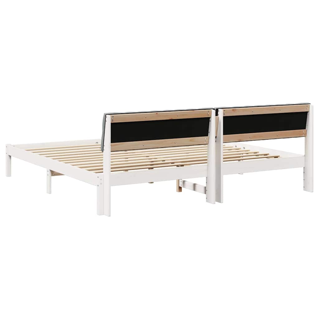 Bedframe Wit en lichtgrijs 200 x 200 cm Massief grenenhout is nu te koop bij PeponiXL, paradijselijk wonen!