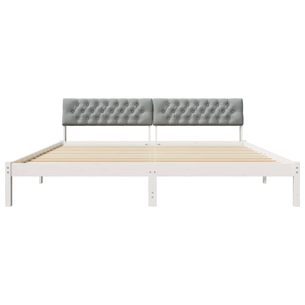 Bedframe Wit en lichtgrijs 200 x 200 cm Massief grenenhout is nu te koop bij PeponiXL, paradijselijk wonen!