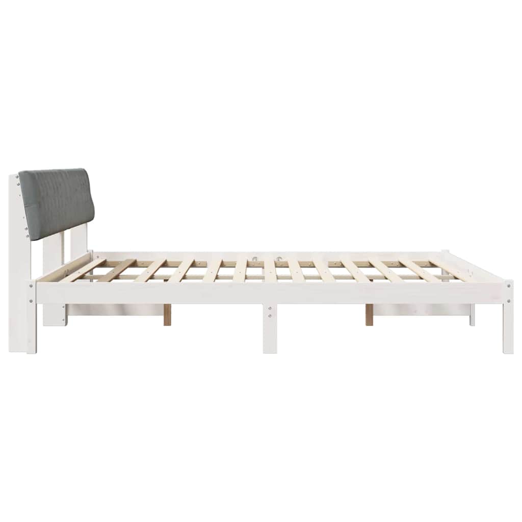 Bedframe Wit en lichtgrijs 200 x 200 cm Massief grenenhout is nu te koop bij PeponiXL, paradijselijk wonen!