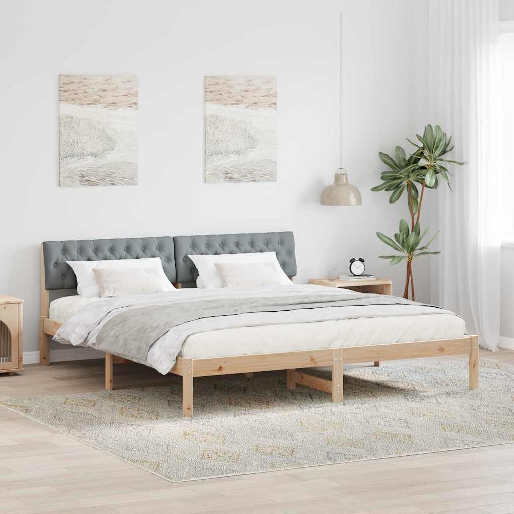 Bedframe Bruin en lichtgrijs 180 x 200 cm Massief grenenhout is nu te koop bij PeponiXL, paradijselijk wonen!