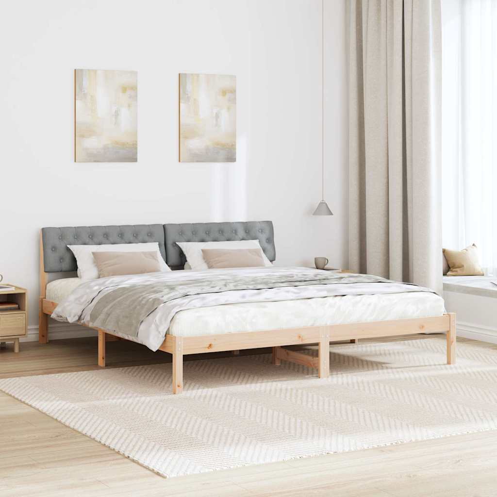 Bedframe Bruin en lichtgrijs 180 x 200 cm Massief grenenhout is nu te koop bij PeponiXL, paradijselijk wonen!