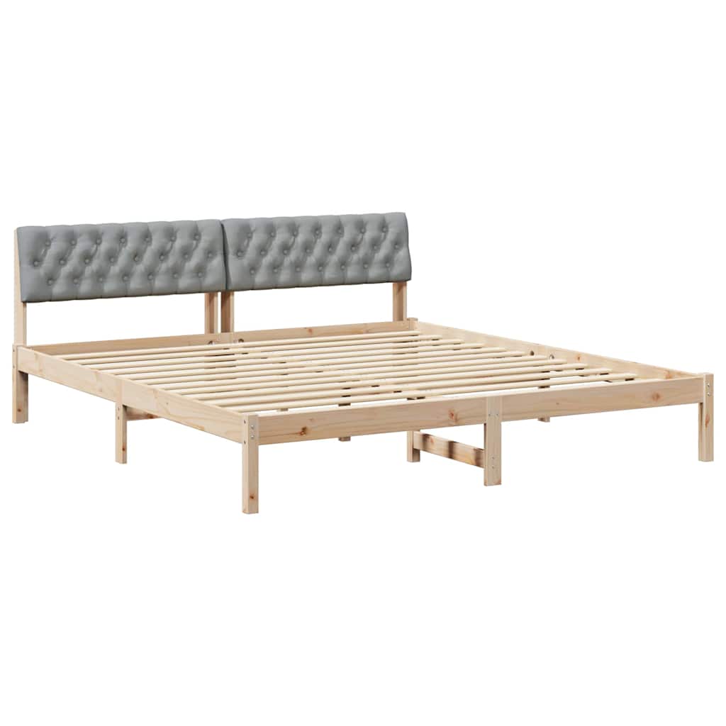 Bedframe Bruin en lichtgrijs 180 x 200 cm Massief grenenhout is nu te koop bij PeponiXL, paradijselijk wonen!
