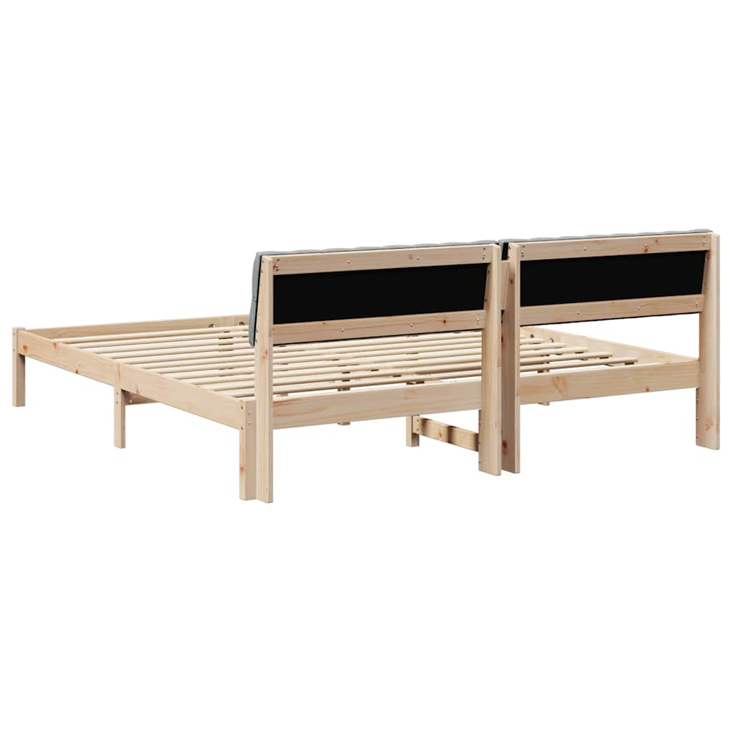 Bedframe Bruin en lichtgrijs 180 x 200 cm Massief grenenhout is nu te koop bij PeponiXL, paradijselijk wonen!