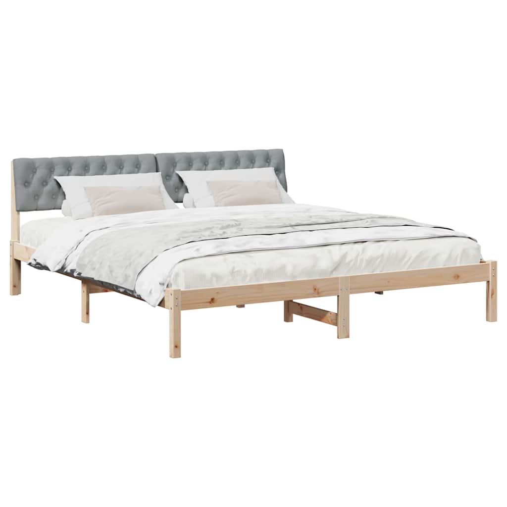 Bedframe Bruin en lichtgrijs 180 x 200 cm Massief grenenhout is nu te koop bij PeponiXL, paradijselijk wonen!