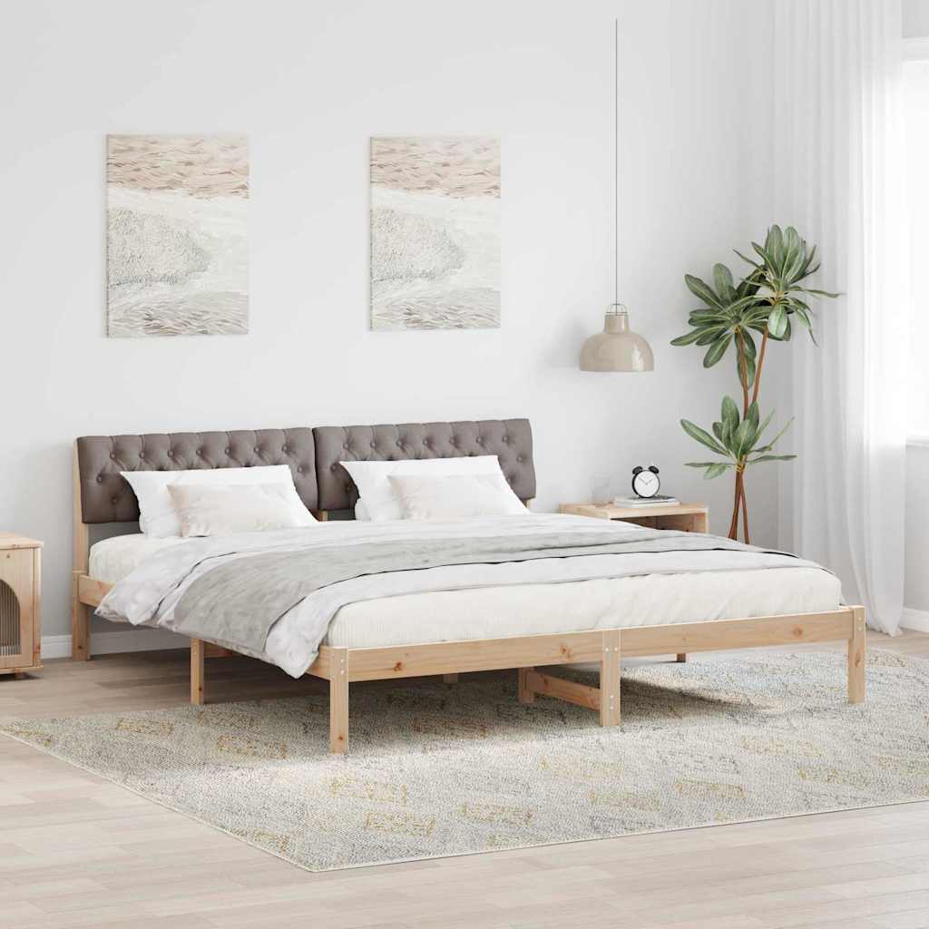 Bedframe Bruin en taupe 180 x 200 cm Massief grenenhout is nu te koop bij PeponiXL, paradijselijk wonen!