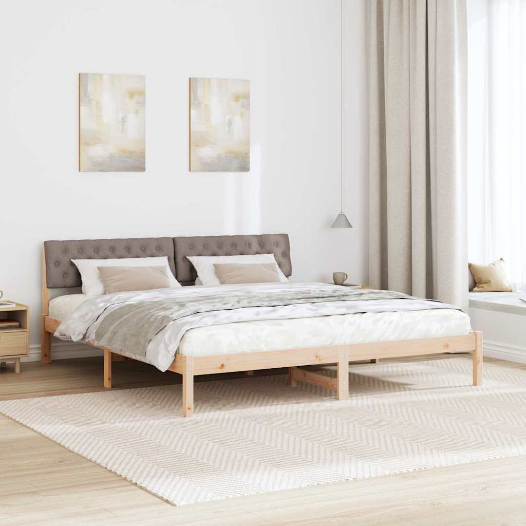 Bedframe Bruin en taupe 180 x 200 cm Massief grenenhout is nu te koop bij PeponiXL, paradijselijk wonen!