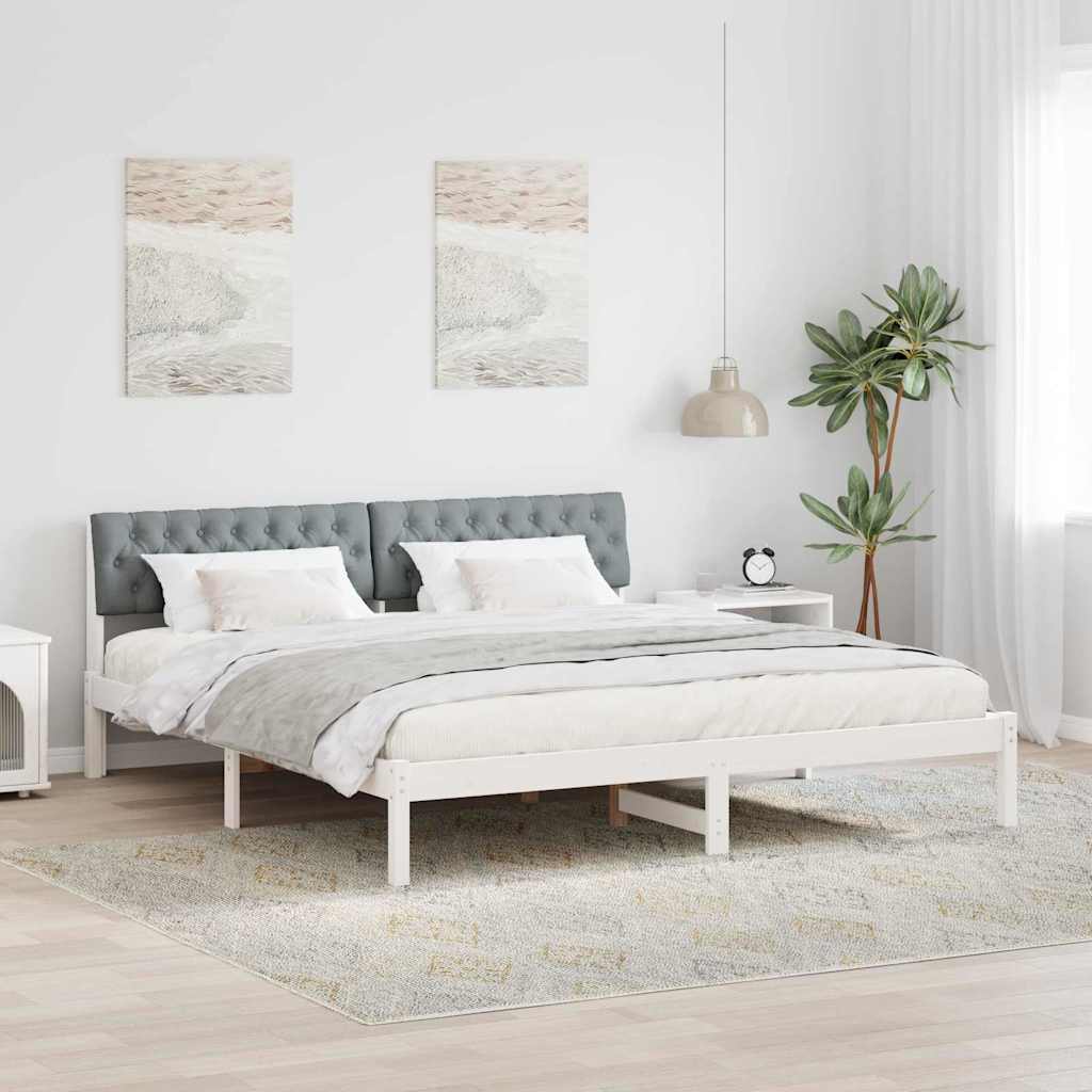 Bedframe Wit en lichtgrijs 180 x 200 cm Massief grenenhout is nu te koop bij PeponiXL, paradijselijk wonen!