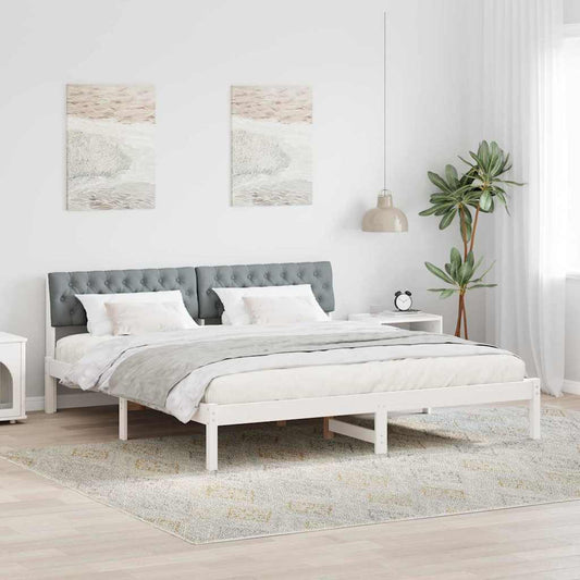 Bedframe Wit en lichtgrijs 180 x 200 cm Massief grenenhout is nu te koop bij PeponiXL, paradijselijk wonen!