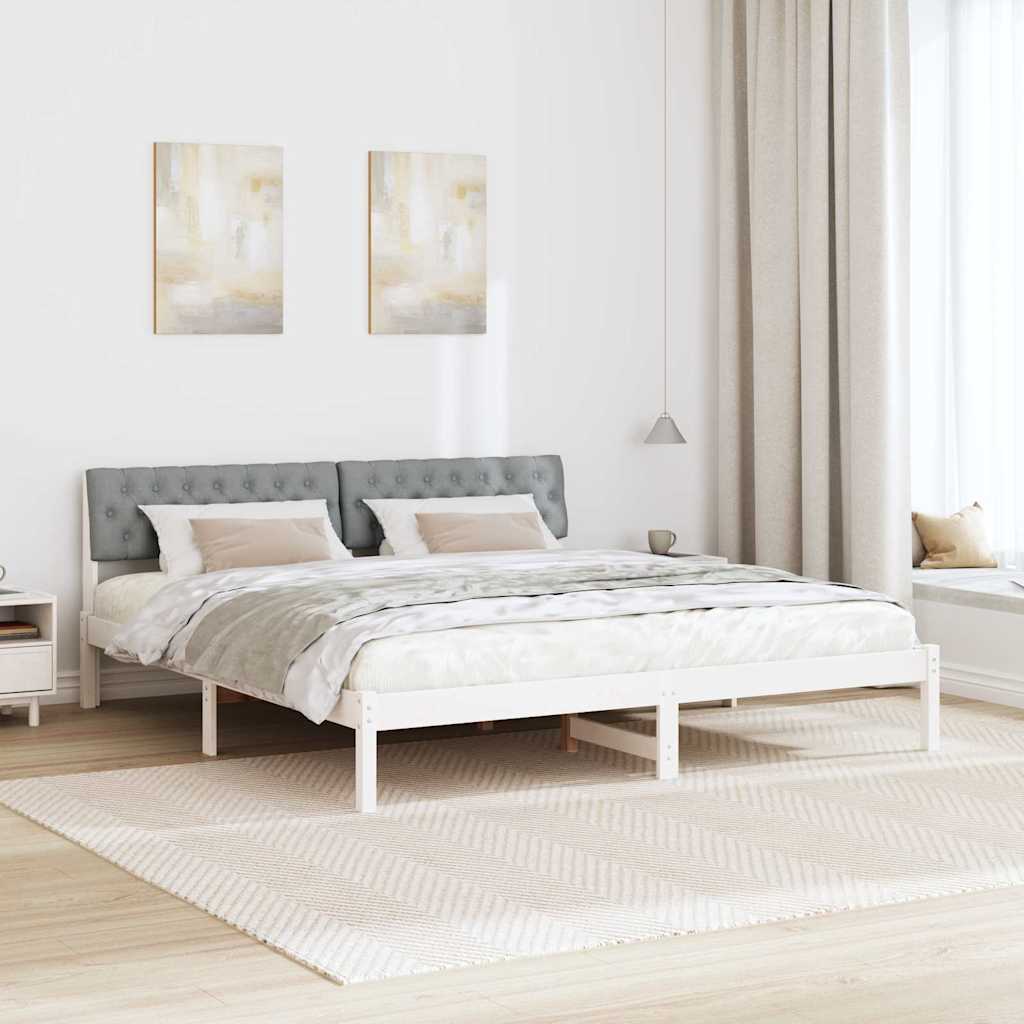 Bedframe Wit en lichtgrijs 180 x 200 cm Massief grenenhout is nu te koop bij PeponiXL, paradijselijk wonen!