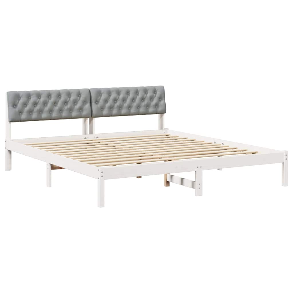 Bedframe Wit en lichtgrijs 180 x 200 cm Massief grenenhout is nu te koop bij PeponiXL, paradijselijk wonen!