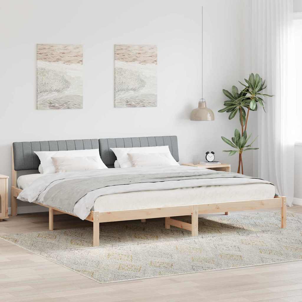 Bedframe Bruin en lichtgrijs 200 x 200 cm Massief grenenhout is nu te koop bij PeponiXL, paradijselijk wonen!