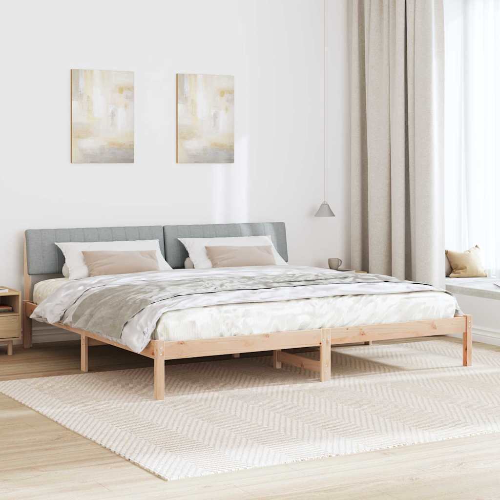Bedframe Bruin en lichtgrijs 200 x 200 cm Massief grenenhout is nu te koop bij PeponiXL, paradijselijk wonen!