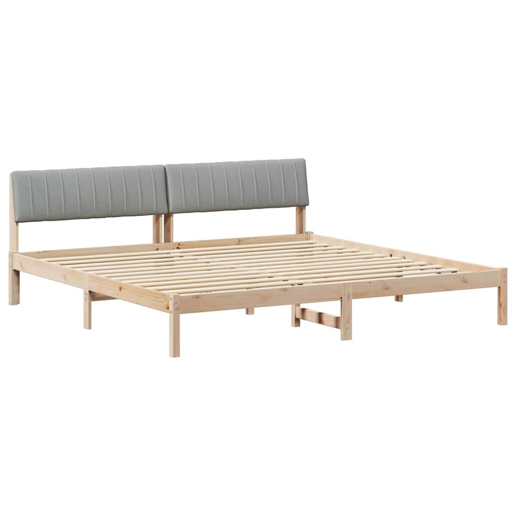 Bedframe Bruin en lichtgrijs 200 x 200 cm Massief grenenhout is nu te koop bij PeponiXL, paradijselijk wonen!