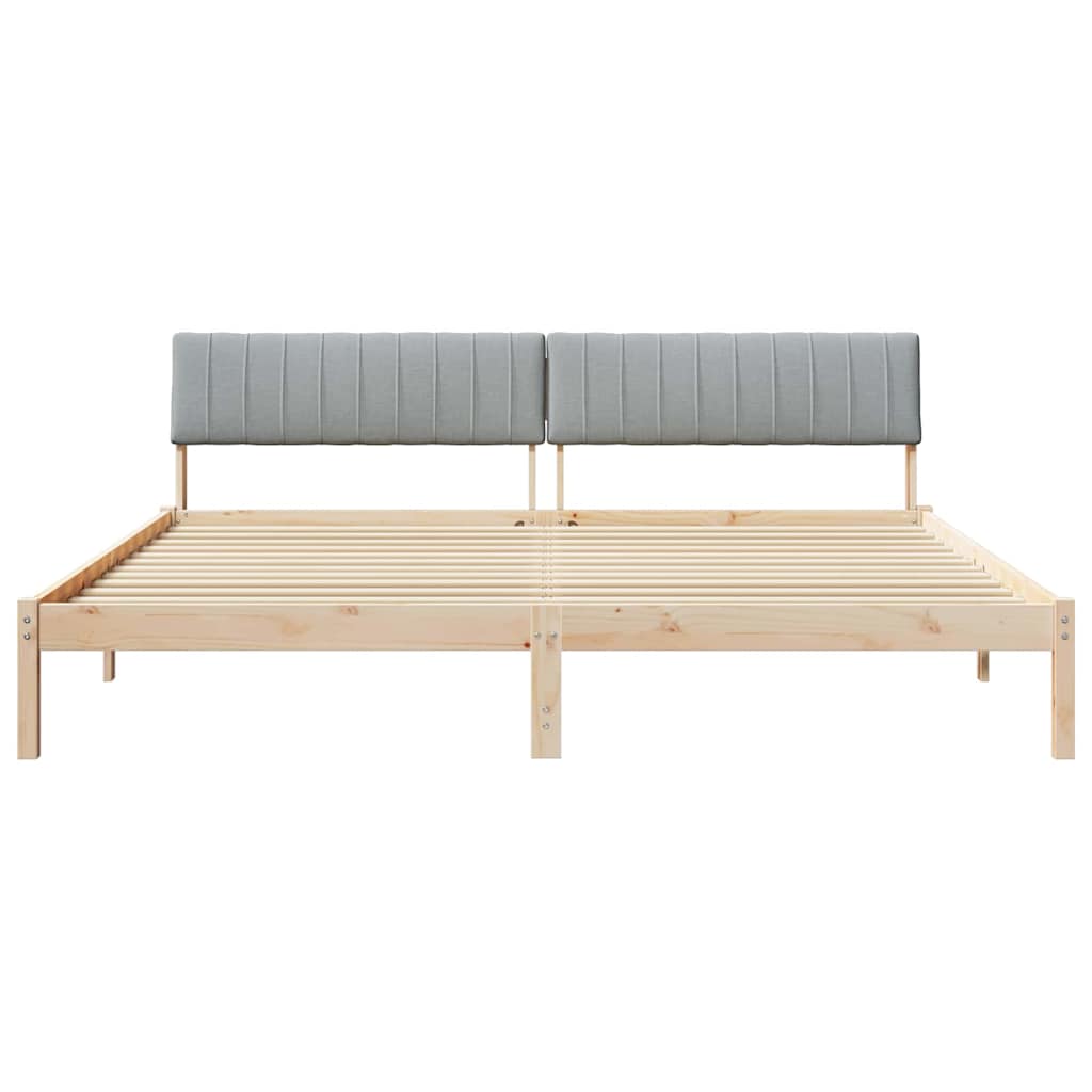 Bedframe Bruin en lichtgrijs 200 x 200 cm Massief grenenhout is nu te koop bij PeponiXL, paradijselijk wonen!