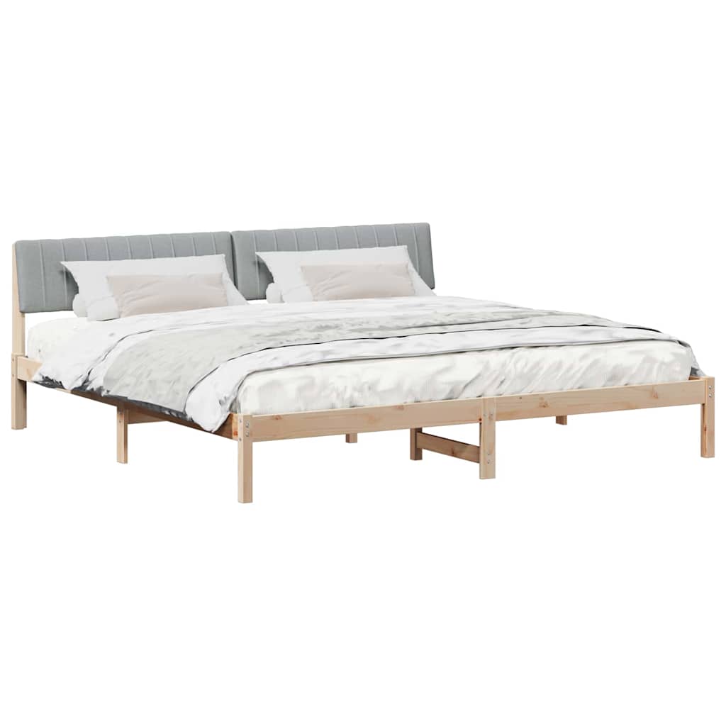 Bedframe Bruin en lichtgrijs 200 x 200 cm Massief grenenhout is nu te koop bij PeponiXL, paradijselijk wonen!