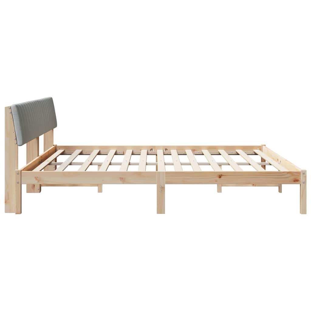 Bedframe Bruin en lichtgrijs 200 x 200 cm Massief grenenhout is nu te koop bij PeponiXL, paradijselijk wonen!