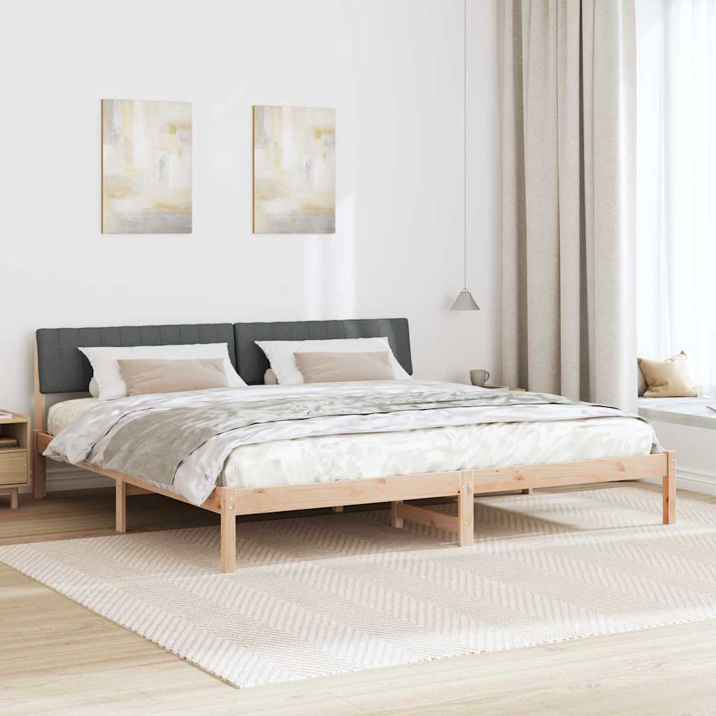 Bedframe Bruin en donkergrijs 200 x 200 cm Massief grenenhout is nu te koop bij PeponiXL, paradijselijk wonen!