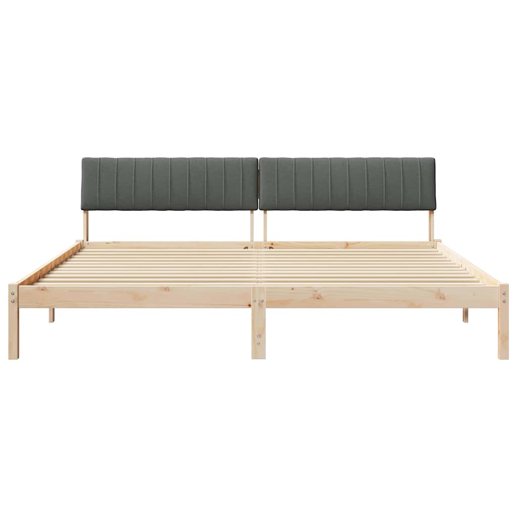Bedframe Bruin en donkergrijs 200 x 200 cm Massief grenenhout is nu te koop bij PeponiXL, paradijselijk wonen!