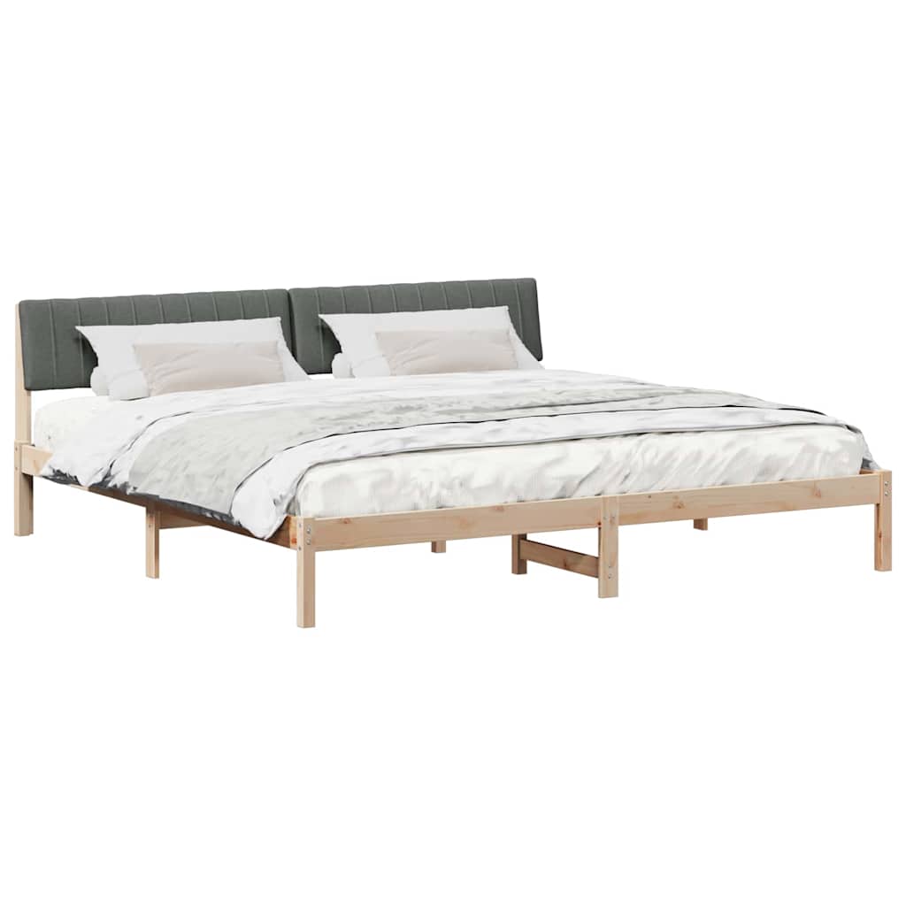 Bedframe Bruin en donkergrijs 200 x 200 cm Massief grenenhout is nu te koop bij PeponiXL, paradijselijk wonen!