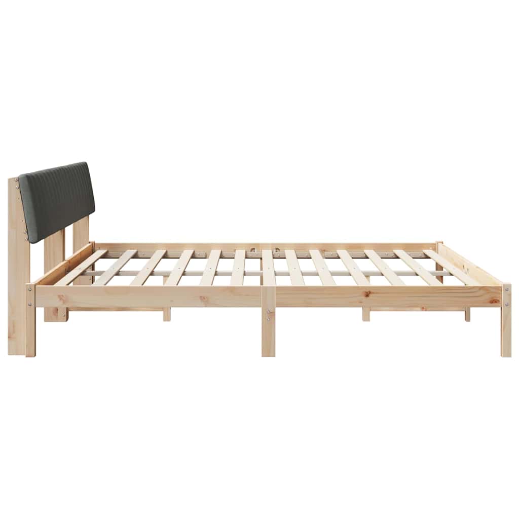 Bedframe Bruin en donkergrijs 200 x 200 cm Massief grenenhout is nu te koop bij PeponiXL, paradijselijk wonen!