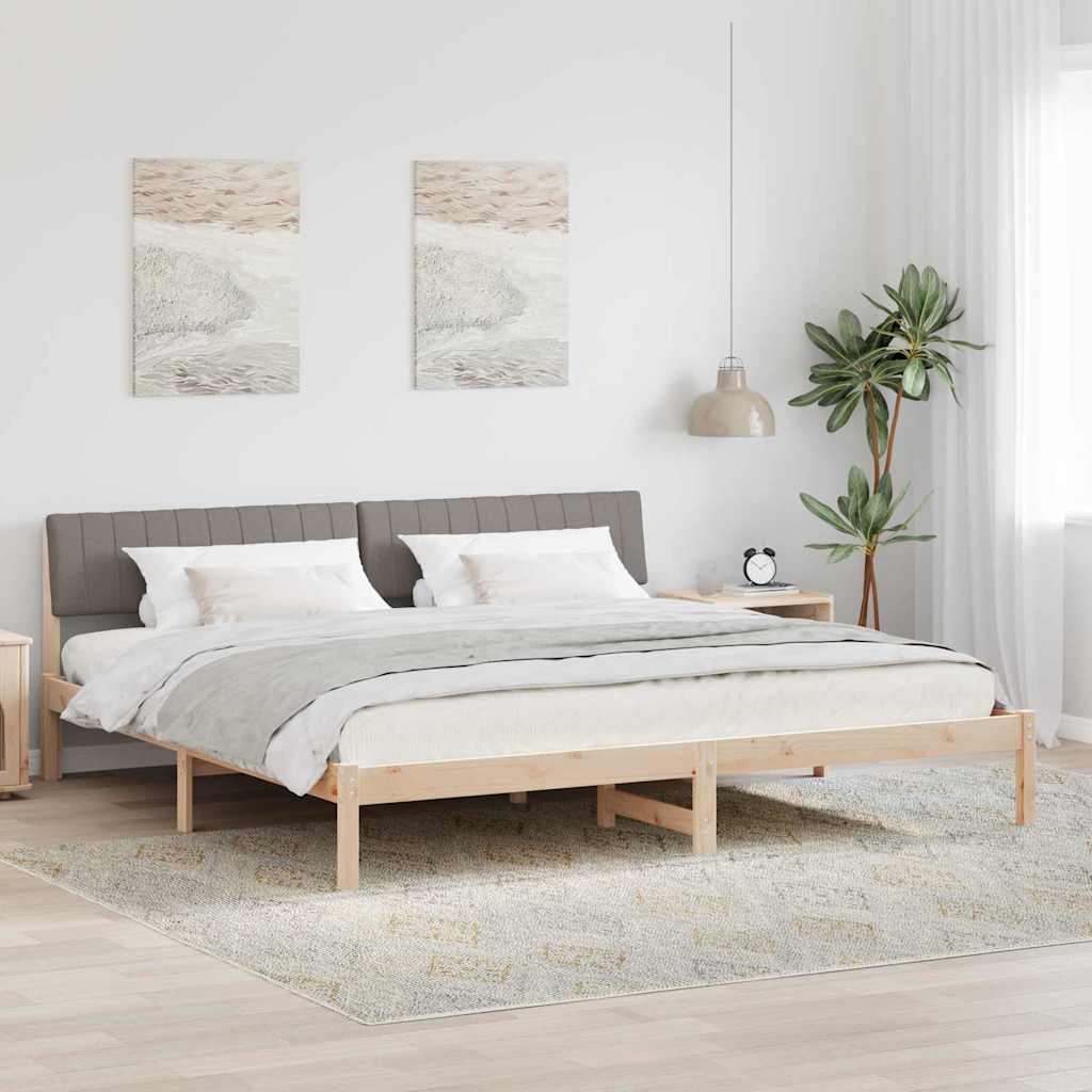 Bedframe Bruin en taupe 200 x 200 cm Massief grenenhout is nu te koop bij PeponiXL, paradijselijk wonen!