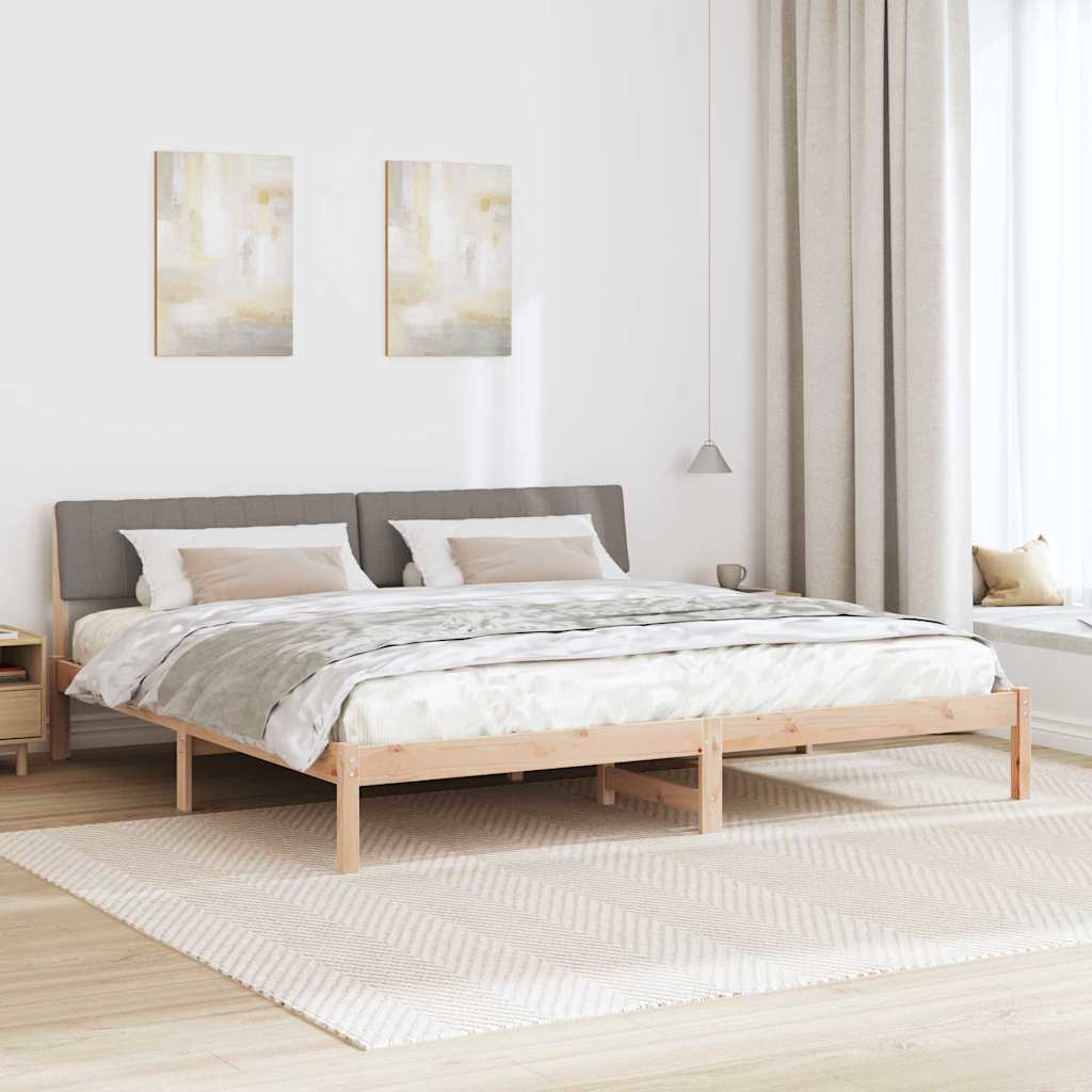 Bedframe Bruin en taupe 200 x 200 cm Massief grenenhout is nu te koop bij PeponiXL, paradijselijk wonen!