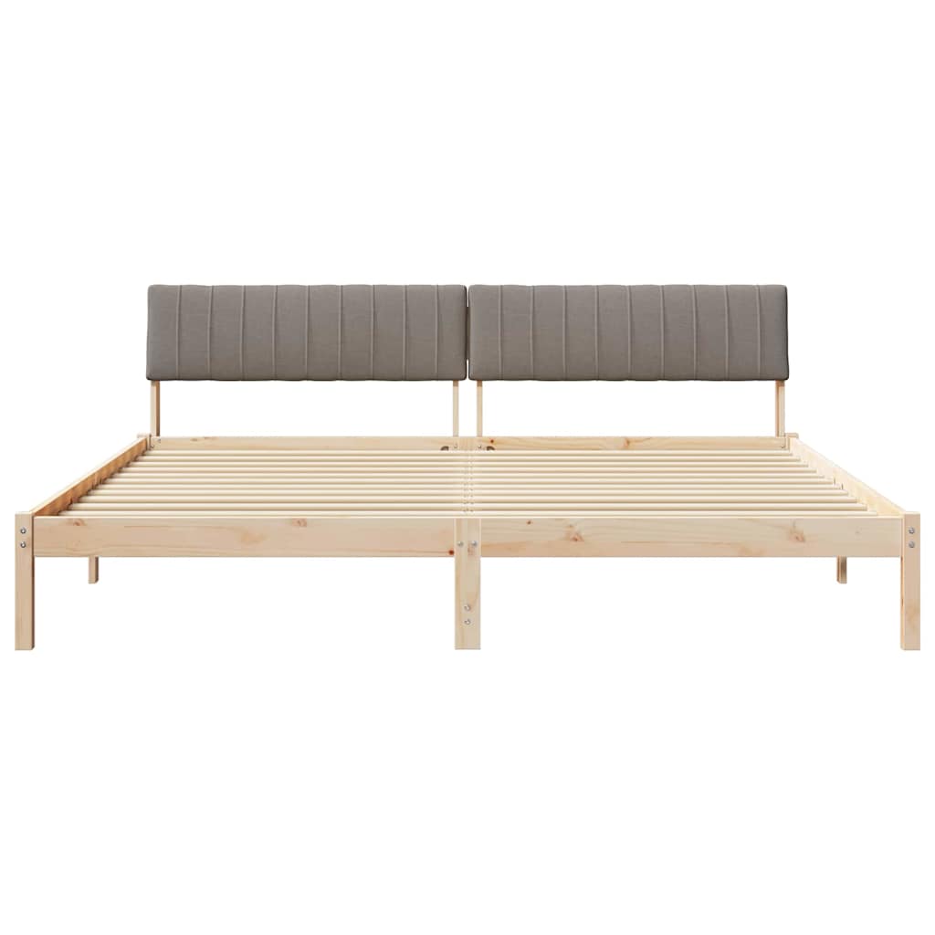 Bedframe Bruin en taupe 200 x 200 cm Massief grenenhout is nu te koop bij PeponiXL, paradijselijk wonen!