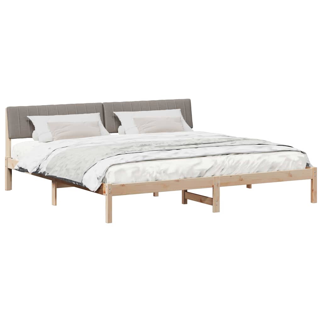 Bedframe Bruin en taupe 200 x 200 cm Massief grenenhout is nu te koop bij PeponiXL, paradijselijk wonen!