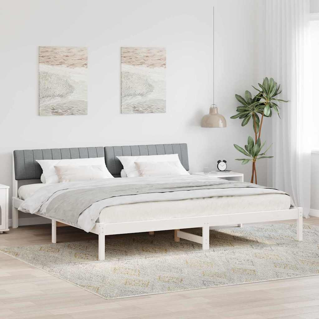 Bedframe Wit en lichtgrijs 200 x 200 cm Massief grenenhout is nu te koop bij PeponiXL, paradijselijk wonen!