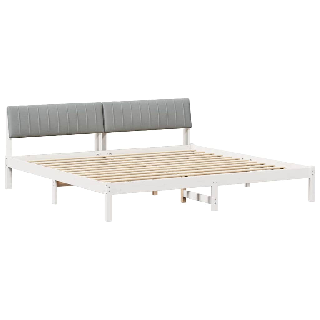 Bedframe Wit en lichtgrijs 200 x 200 cm Massief grenenhout is nu te koop bij PeponiXL, paradijselijk wonen!