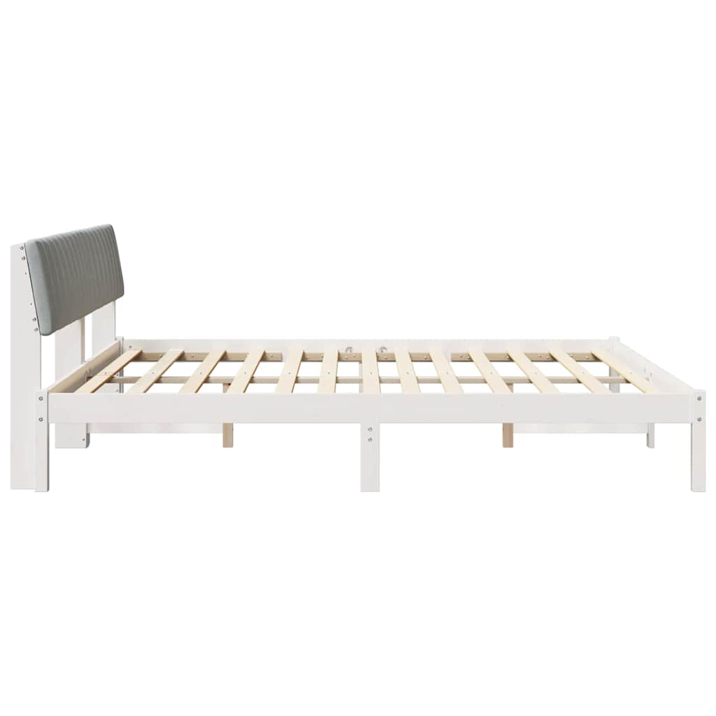 Bedframe Wit en lichtgrijs 200 x 200 cm Massief grenenhout is nu te koop bij PeponiXL, paradijselijk wonen!