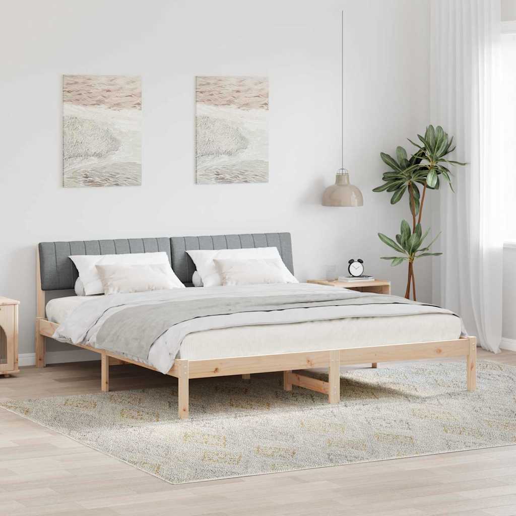 Bedframe Bruin en lichtgrijs 180 x 200 cm Massief grenenhout is nu te koop bij PeponiXL, paradijselijk wonen!