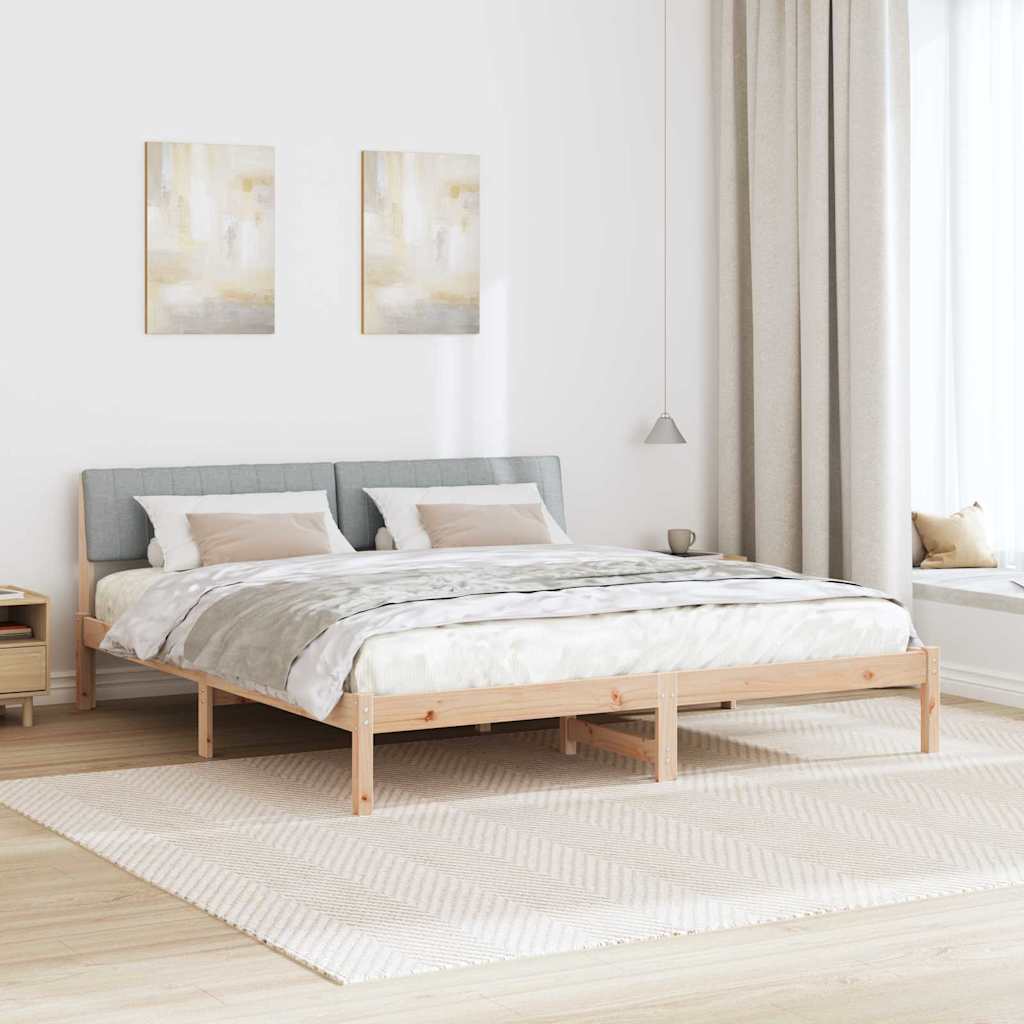 Bedframe Bruin en lichtgrijs 180 x 200 cm Massief grenenhout is nu te koop bij PeponiXL, paradijselijk wonen!