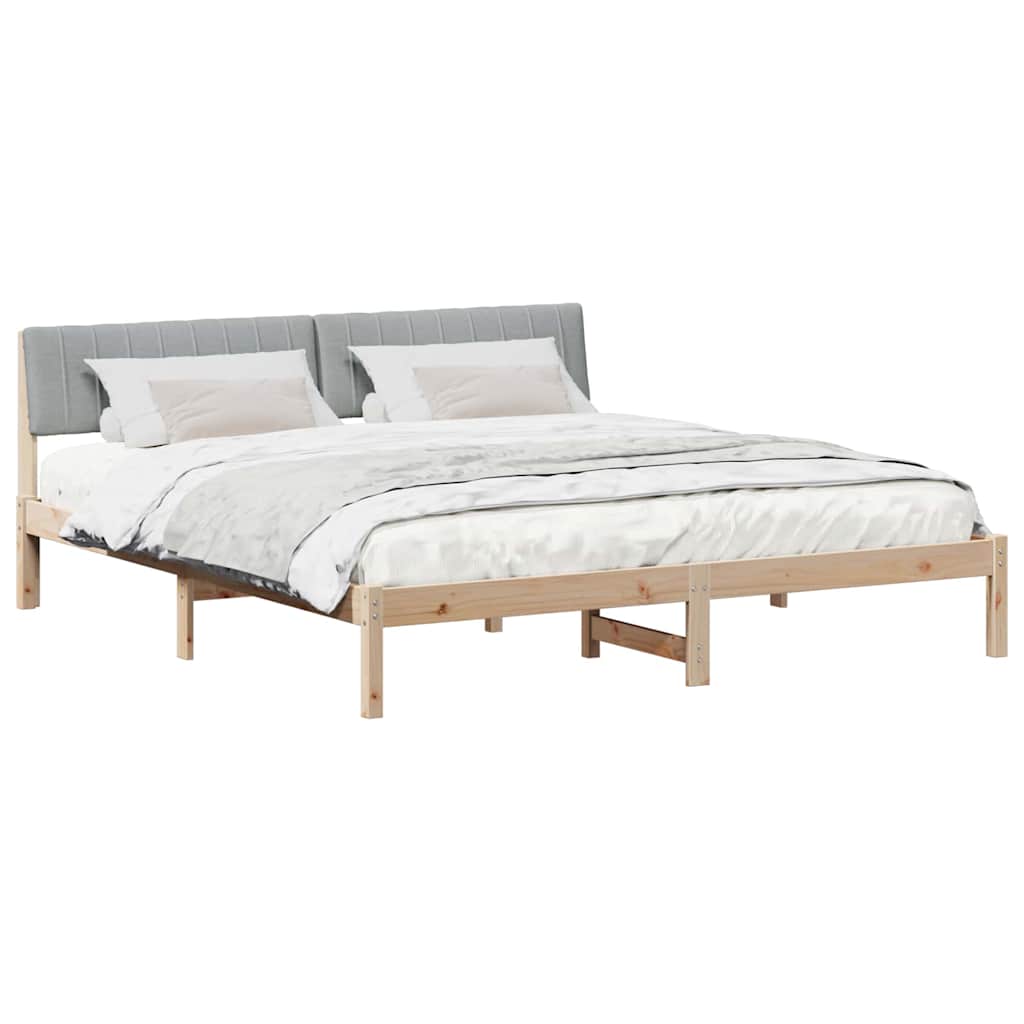 Bedframe Bruin en lichtgrijs 180 x 200 cm Massief grenenhout is nu te koop bij PeponiXL, paradijselijk wonen!