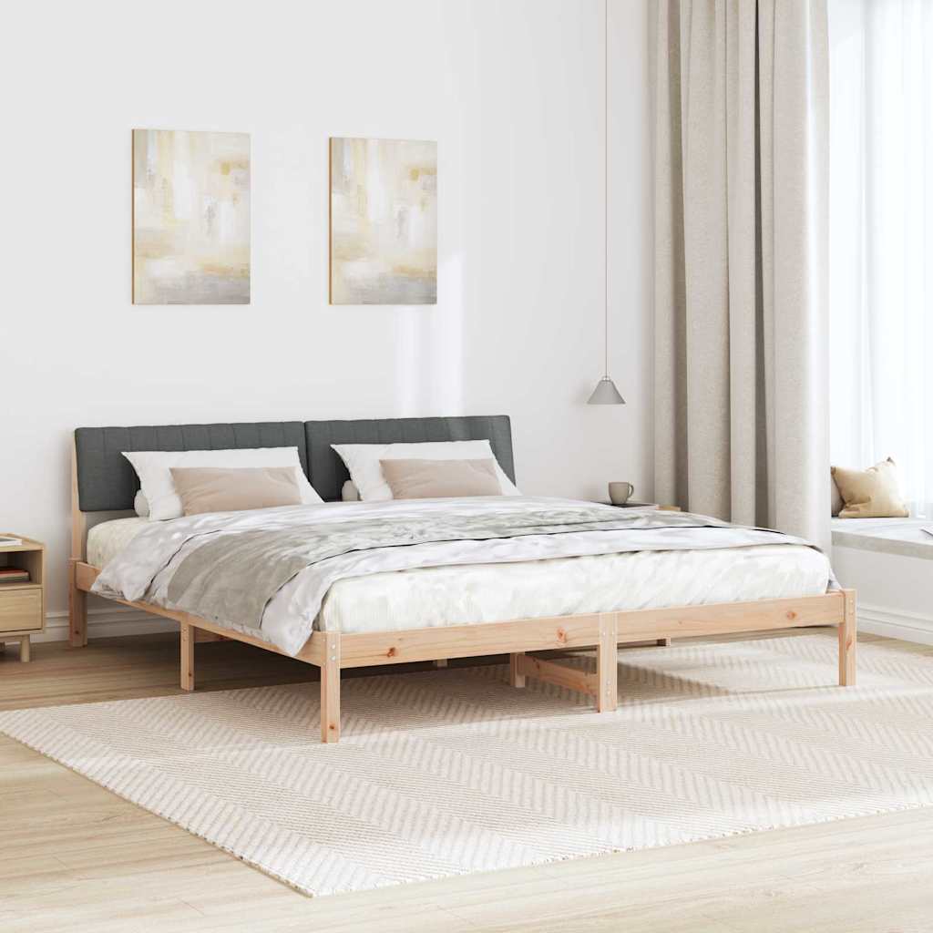 Bedframe Bruin en donkergrijs 180 x 200 cm Massief grenenhout is nu te koop bij PeponiXL, paradijselijk wonen!