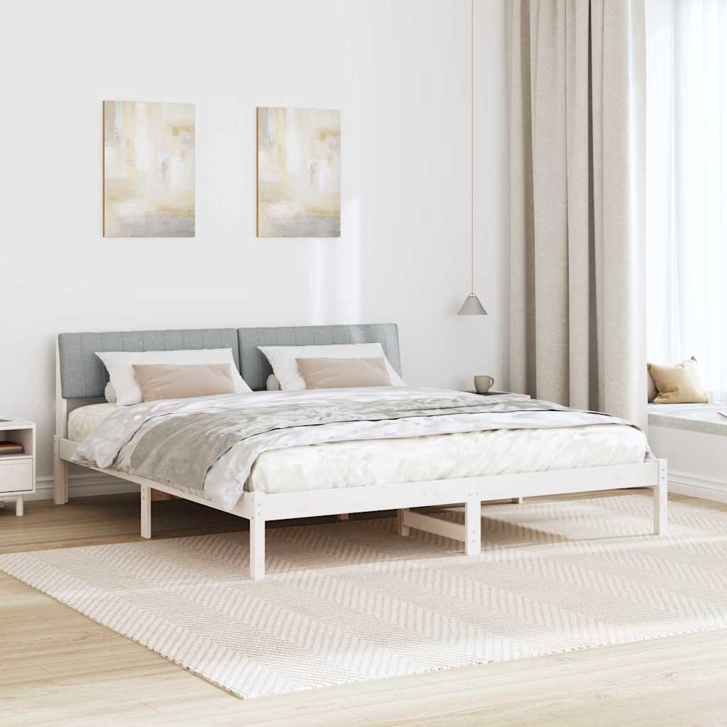 Bedframe Wit en lichtgrijs 180 x 200 cm Massief grenenhout is nu te koop bij PeponiXL, paradijselijk wonen!