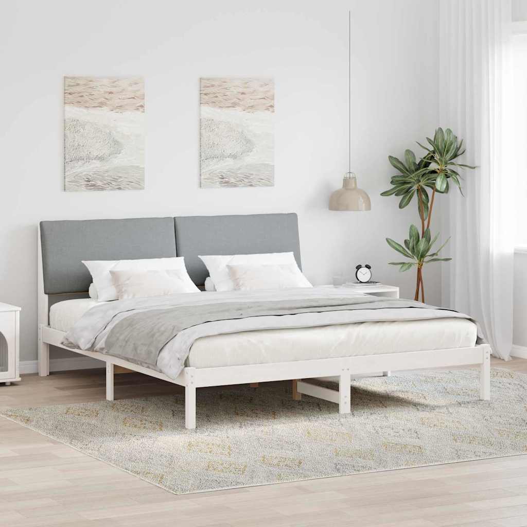 Bedframe Wit en lichtgrijs 180 x 200 cm Massief grenenhout is nu te koop bij PeponiXL, paradijselijk wonen!
