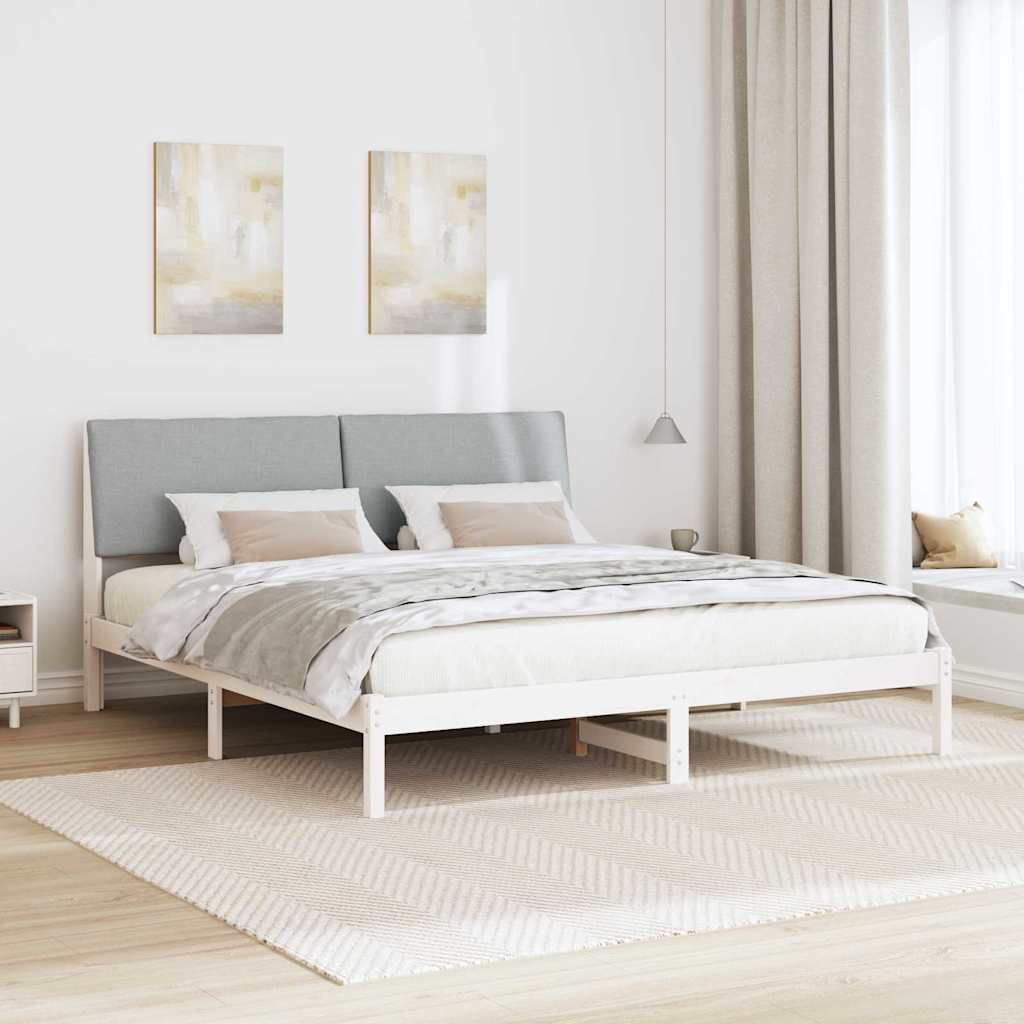 Bedframe Wit en lichtgrijs 180 x 200 cm Massief grenenhout is nu te koop bij PeponiXL, paradijselijk wonen!