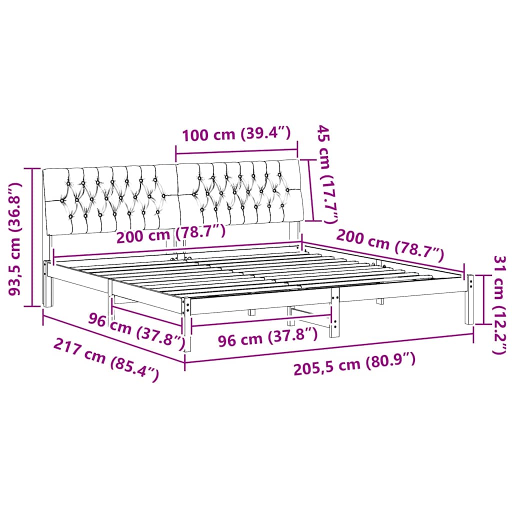 Bedframe met Gevoerd Hoofdgedeelte Bruin 200 x 200 cm is nu te koop bij PeponiXL, paradijselijk wonen!