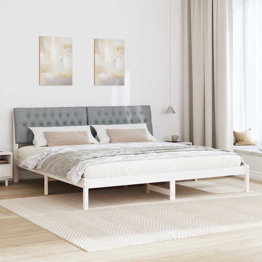 Bedframe met Gevoerd Hoofdgedeelte Wit 200 x 200 cm is nu te koop bij PeponiXL, paradijselijk wonen!
