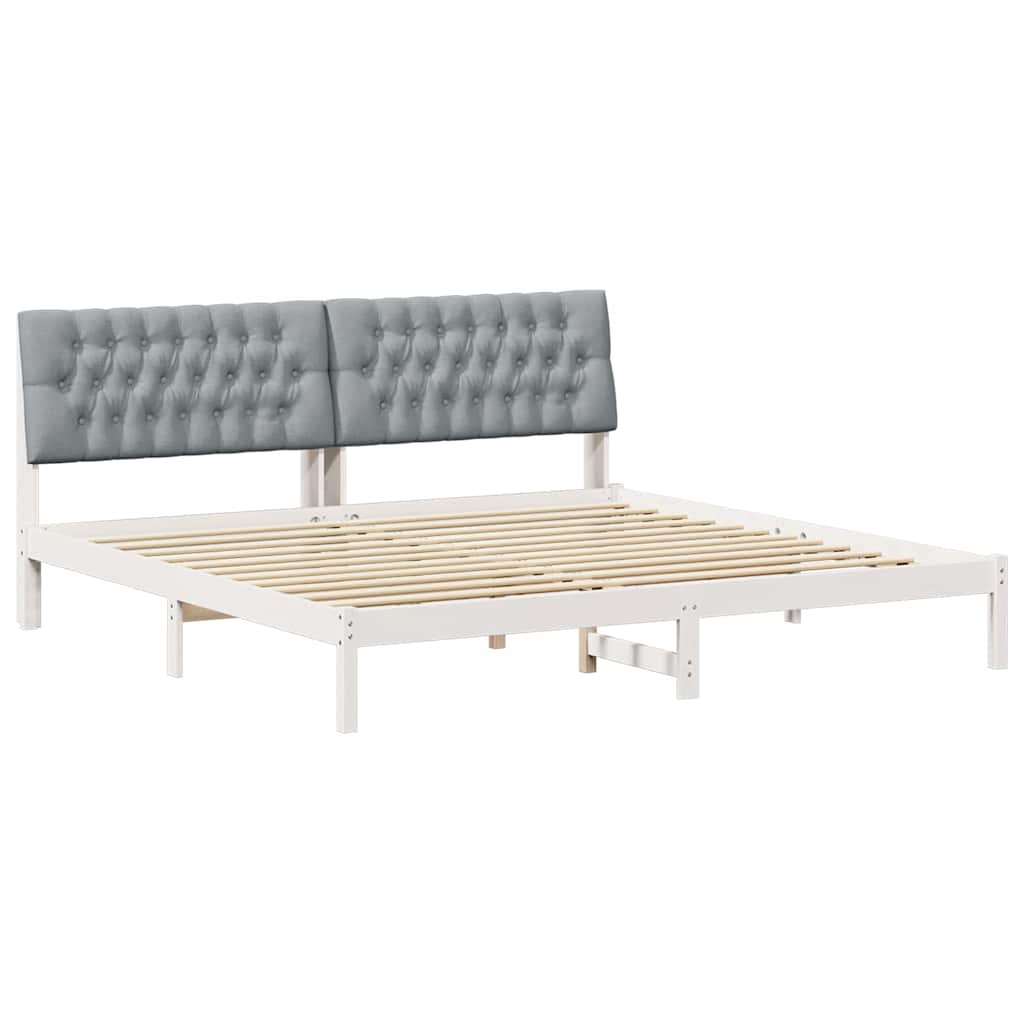 Bedframe met Gevoerd Hoofdgedeelte Wit 200 x 200 cm is nu te koop bij PeponiXL, paradijselijk wonen!