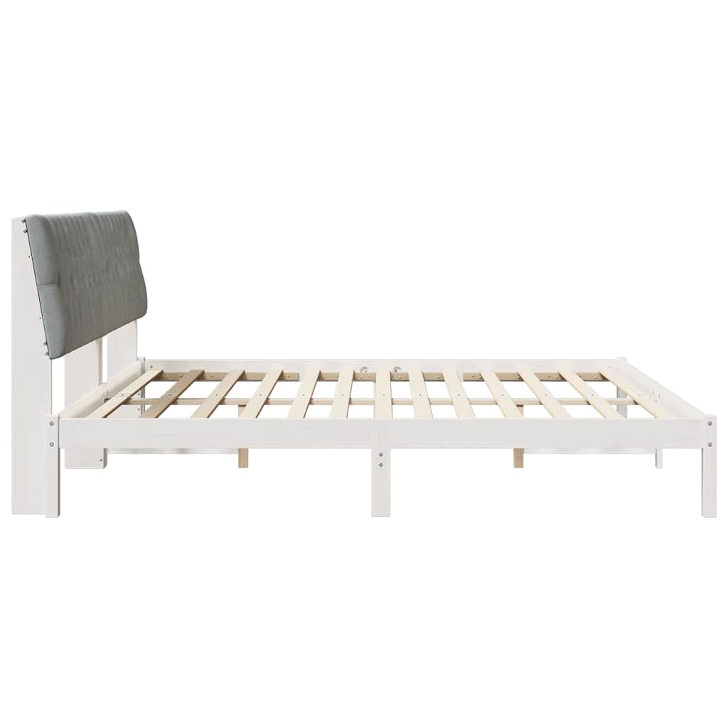 Bedframe met Gevoerd Hoofdgedeelte Wit 200 x 200 cm is nu te koop bij PeponiXL, paradijselijk wonen!