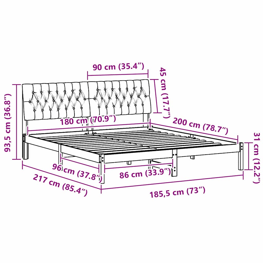 Bedframe met Gevoerd Hoofdgedeelte Bruin 180 x 200 cm is nu te koop bij PeponiXL, paradijselijk wonen!